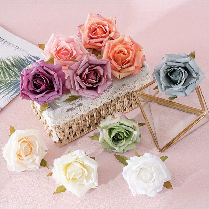 10pcs Color Rolled Edge Rose Head Simulated Flower Home Decoration DIY Wedding Bouquet Flower Arrangement Valentine's Day Party Home Table Decoration