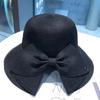 Womens Large Brim Straw Hat With Butterfly Tie And Breathable Material For Summer Travel