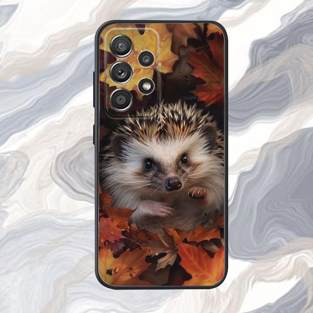 Süße Cartoon-Igel-Handyhülle für Samsung S25,S24,S21,S22,S23,S30,Ultra,S20,Plus,Fe,Lite,Note,10,9,5G Schwarze Hülle