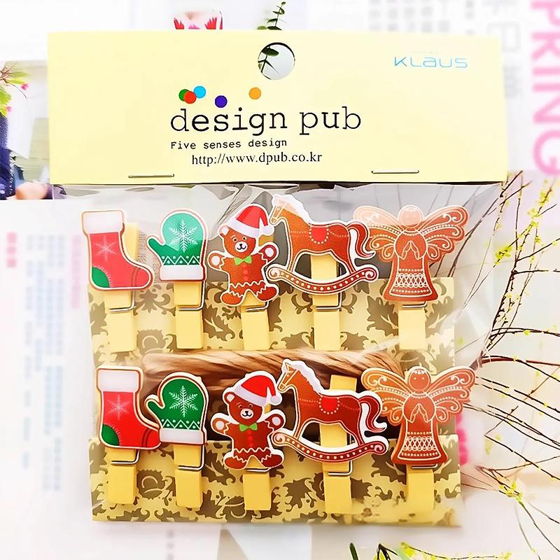 Cartoon Photo Display Decorated Odorless Christmas DIY Festive Atmosphere Gift Embellishment Wooden Clip Creative