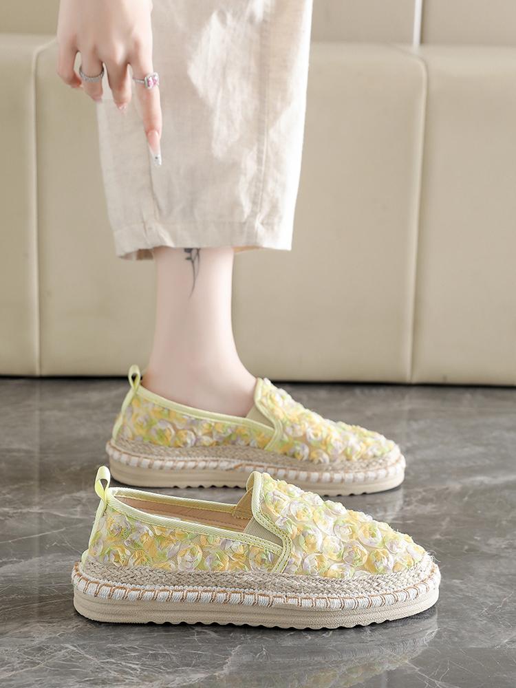 Hot Sale Breathable Mesh Lace Ballet Flats Shoes Womens Espadrilles Casual Floral Women'S Loafers Zapatillas Fisherman