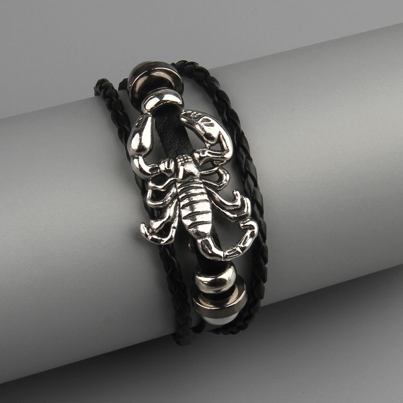 Scorpion Dark Retro Leather Bracelet Simple Scorpion Multi-layered Cowhide Punk Bracelet