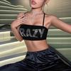 European and American Summer Sexy Small Suspender Letter Hot Diamond Ultra Short Personalized Street Backless Vest