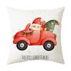 Printed Christmas Cushion Cover Cartoon Santa Claus  Tree Pillowcase Happy New Year Home  Gift Izable