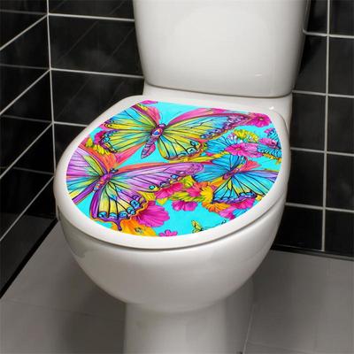 Piante Tropicali Verdi Uccello Fiore Adesivi Copriwater Motivo Floreale Stampato Farfalla WC Decorazione Bagno Decalcomania Decorazione Casa