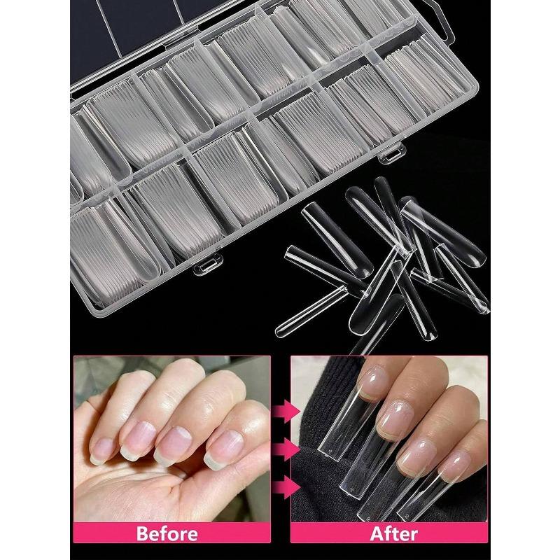 240pcs Transparent Acrylic False Nail Tips Set, 12 Sizes French Manicure Artificial Nails, For DIY Home Nail Salon Press-On Nails, Nail Art Supplies
