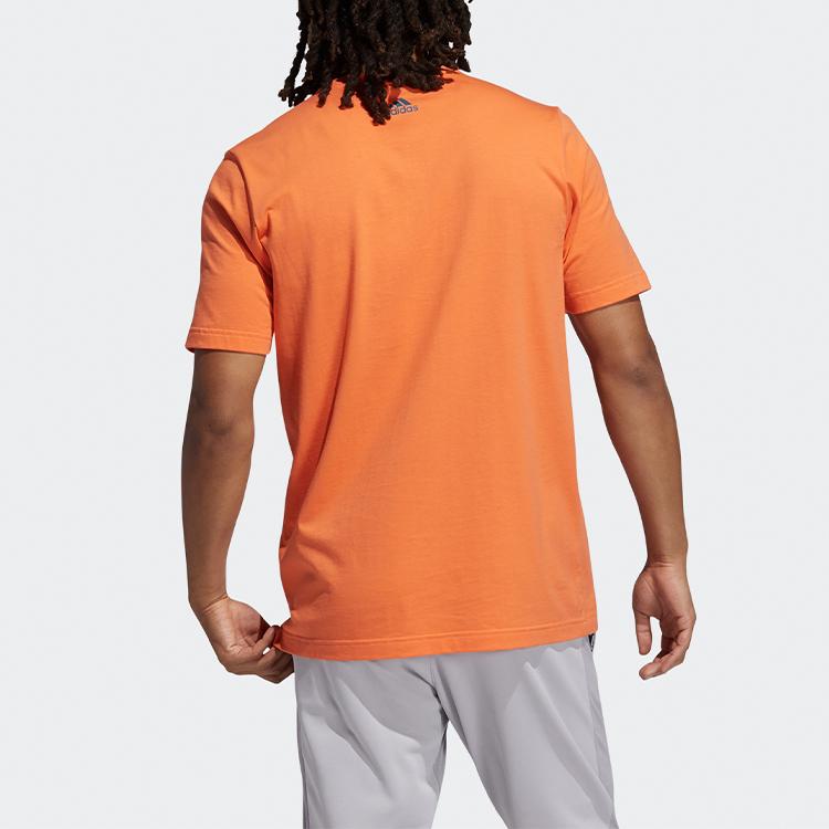 Adidas Lil Stripe Pocket Print Basketball Round Neck Short Sleeve T-Shirt Men Tops Orange Yellow GQ8378