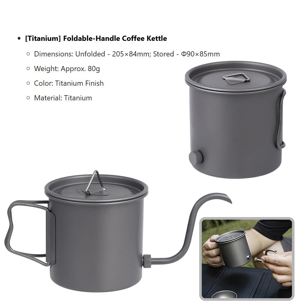 Camping Kettle Titanium Tea Set Ultralight Portable Camping Kettle & Teapot with Cups for Outdoor Travel
