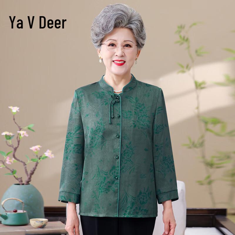Yalu Women s Floral Print 3/4 Sleeve Shirt for Seniors 4XL