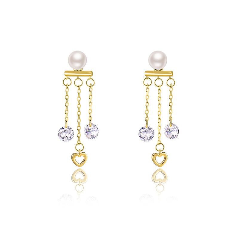 Cercei cu ciucuri din cristal Love, cu perle, cercei Agility, lux ușor, decorație nouă pentru urechi de Anul Nou