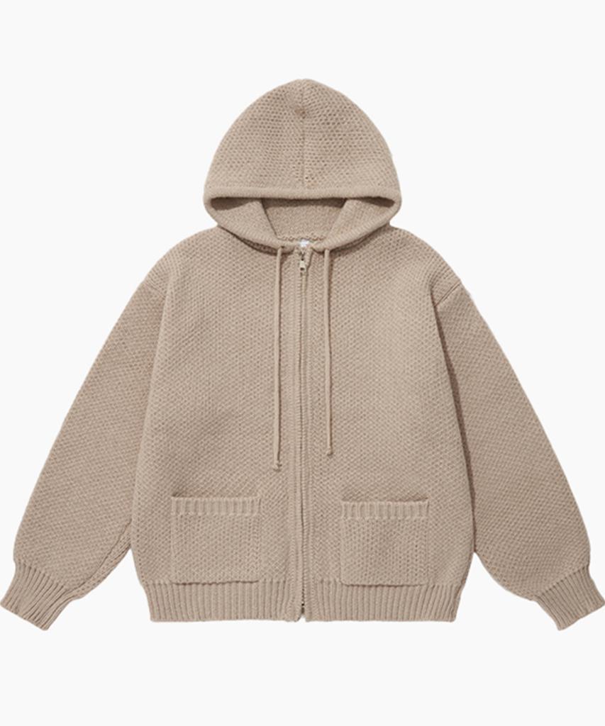KKEEE Steady Cozy Knit Zip-Up Hoodie [Charcoal]