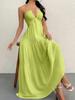 European and American Summer New Tube Top Sexy Backless Suspender Straps Seaside Vacation Casual Solid Color Neck Dress Women