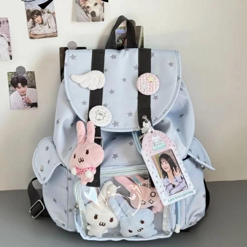 New Sweet Cool Ulzzang Ita Bag Large Capacity Casual Commuting Backpack Lightweight Casual Backpack Women's Transparent Backpack