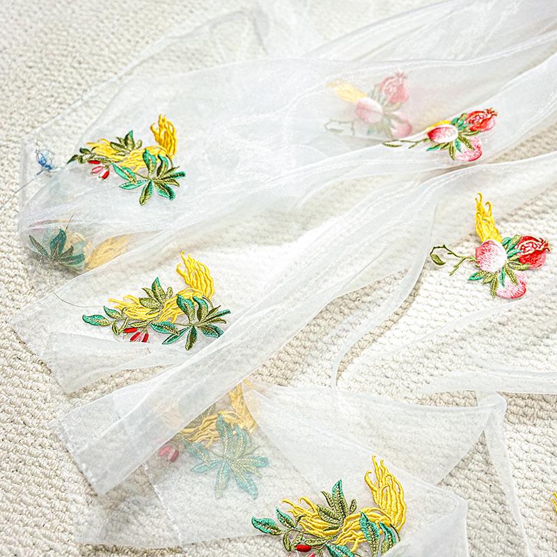 100*150cm Chinese Classical Style Embroidery Fabric Handmade DIY Antique Hanfu Stage Costumes Clothes Fabric