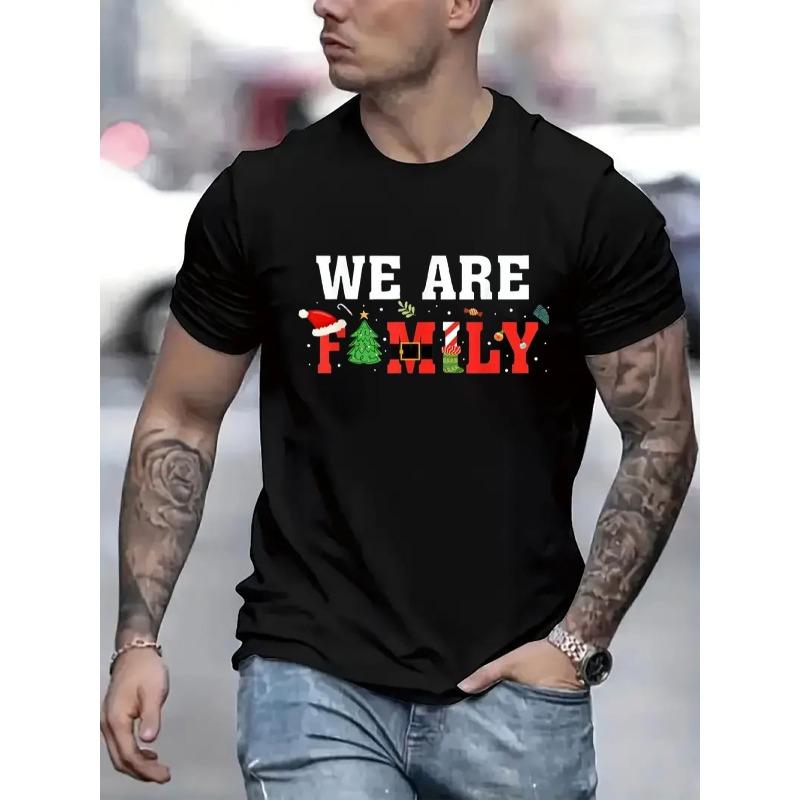 

Men Christmas Casual Short Sleeve Tee Cotton - Comfortable Crew Neck, Soft Adorable Tees Tops 4XL чорний