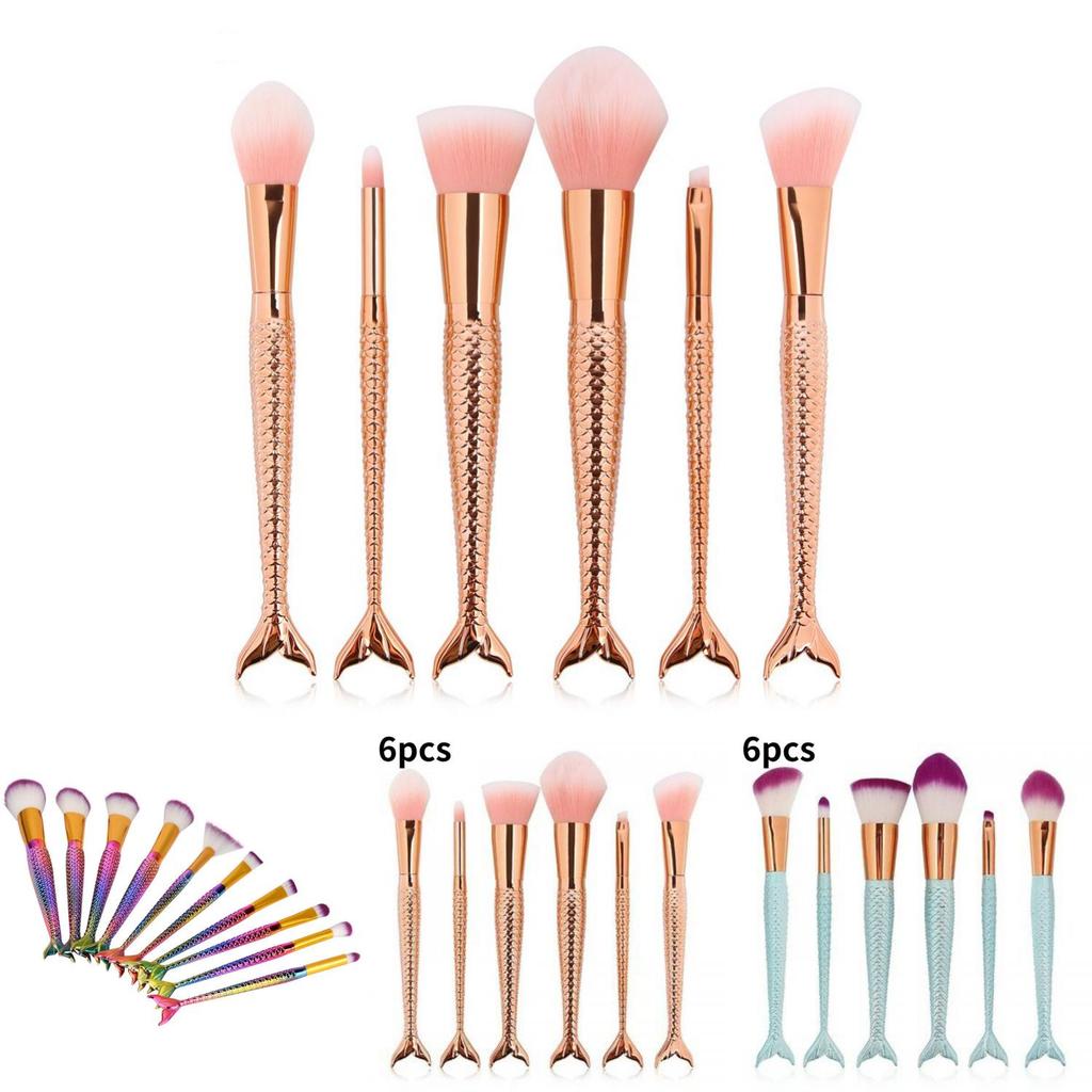 Wunderschönes Meerjungfrauen-Make-up-Pinselset mit Nylonborsten für makellosen Auftrag und stilvolles Design