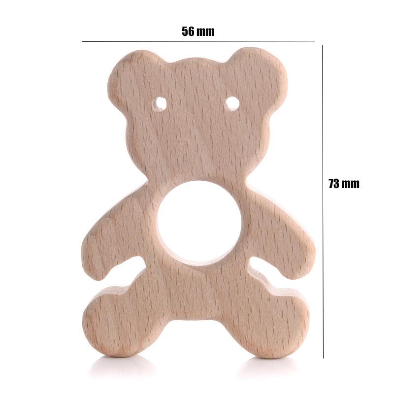 1Pcs Wooden Rodent Teethers Baby Cartoon Animals Rainbow Ice Cream Beech Teether Pendant For Baby Pacifier Chain Nurse Gifts Toy
