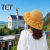 Travel Vacation Accessories for Women Woven Sun Hat, Wide Brim Beach Floppy Hat UV Protection with Bow, Breathable Summer Camping Fashionable Bow