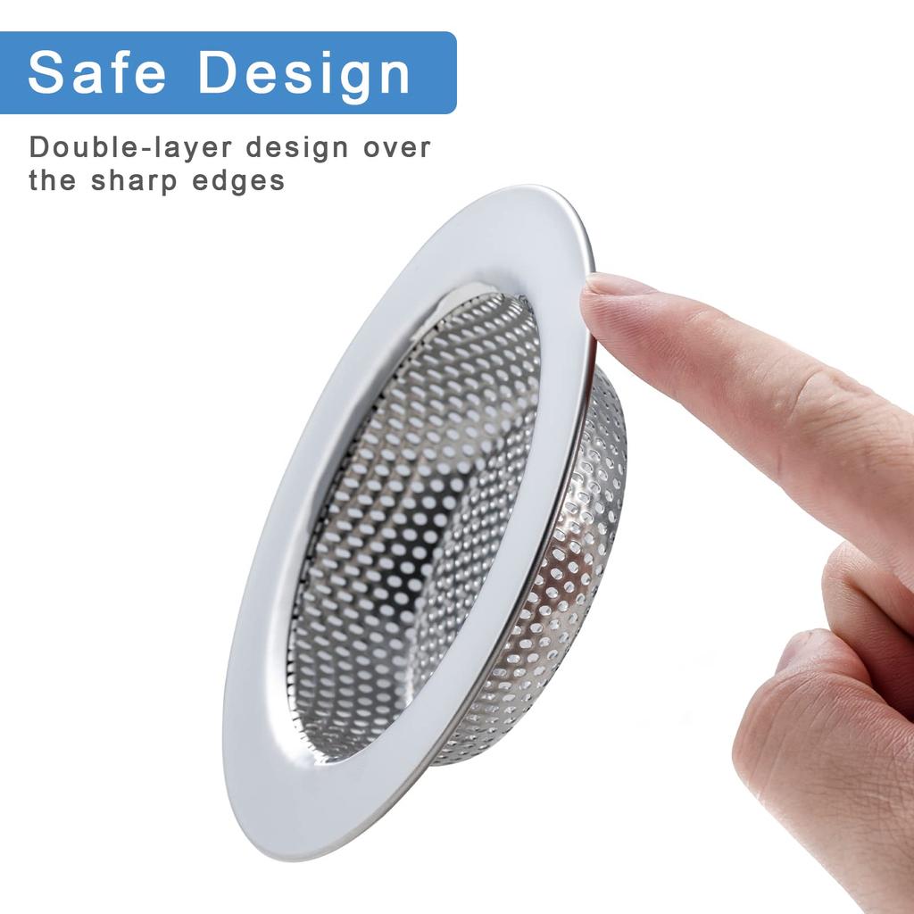 2 Pcs Sink Strainer for Most Kitchen Sink Drain Basket, Upgraded Double-Layer Safe Design Kitchen And Bathroom Sink Strainer