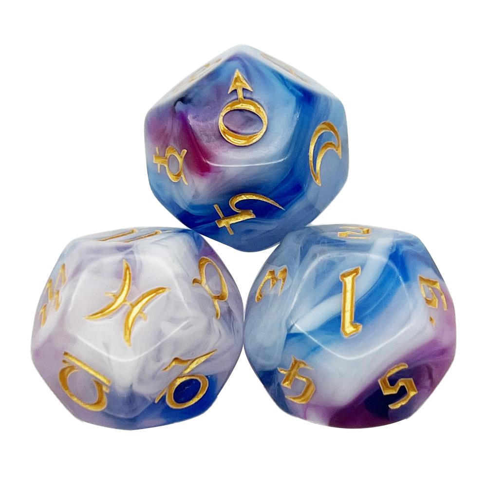 3Pcs/set Astrological Dices 12 Sided Polyhedral Astrology Tarot Divination Dices Set
