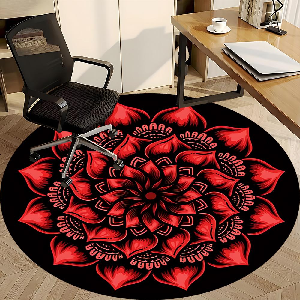 1pc Floral Mandala Office Round Area Rug, Indoor Mat Suitable ForOffice, Under Office Chairs Bedroom Living Room Home Decor, Room Deco q136