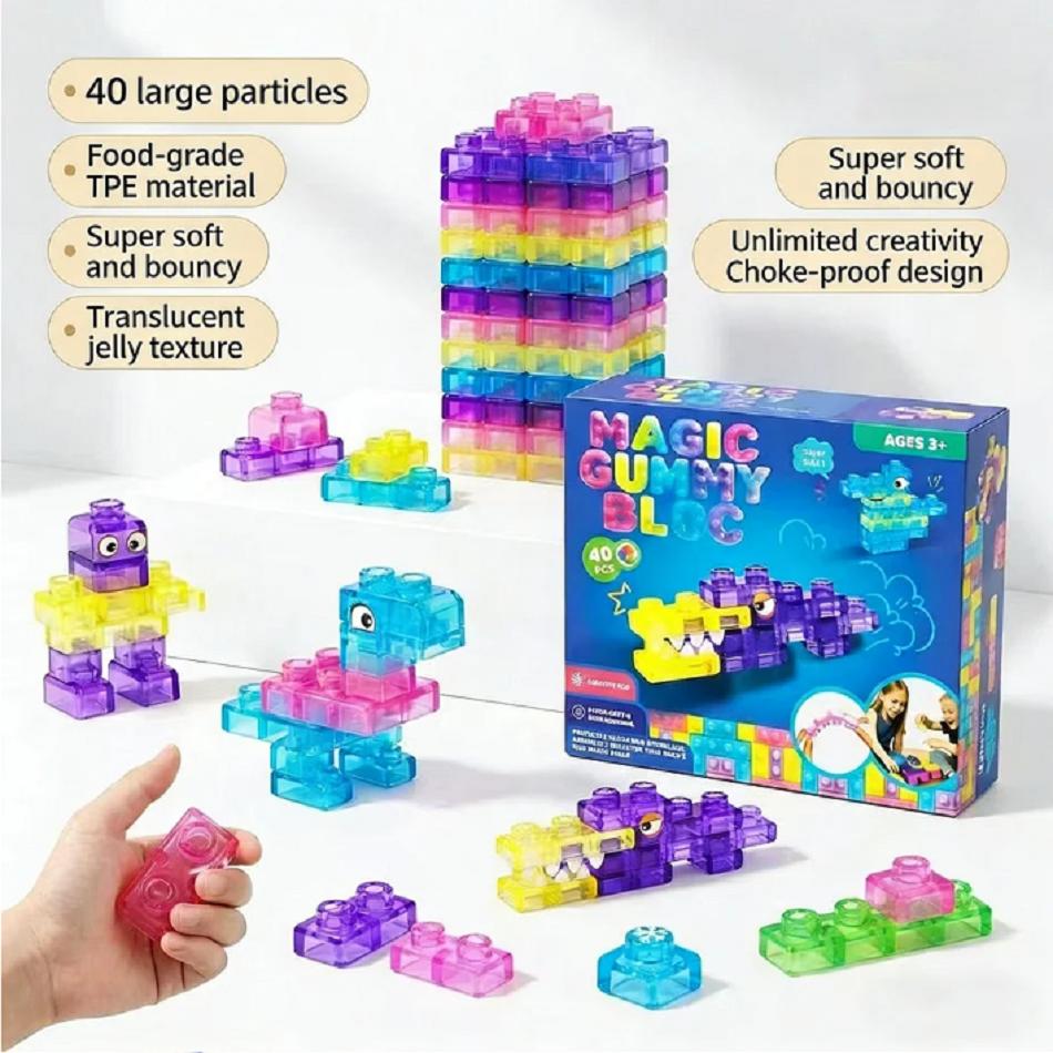 New Squishy Jelly Building Blocks Soft Stretchy Sensory Toys For Kids Teens Perfect For Party Playroom Table Decoration