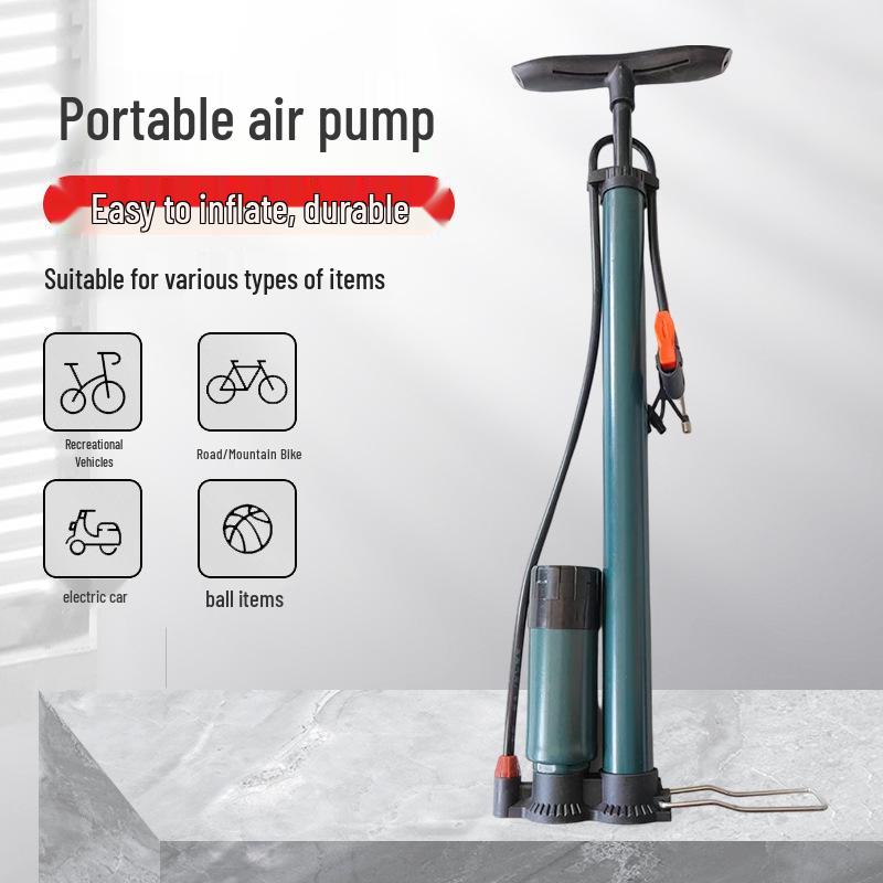 Portable High-Pressure Bicycle Pump with Gauge