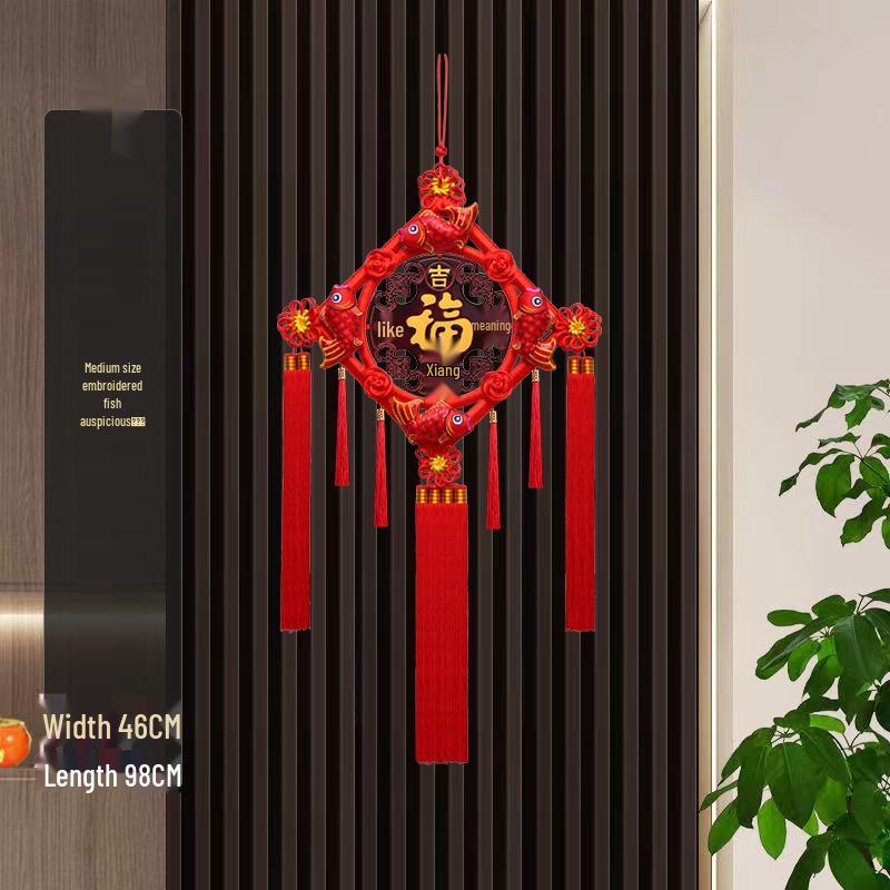 Großer Pfirsichholz Fu-Zeichen Anhänger für das Wohnzimmer: Chinesische Knoten-Dekoration für Wand oder Tür