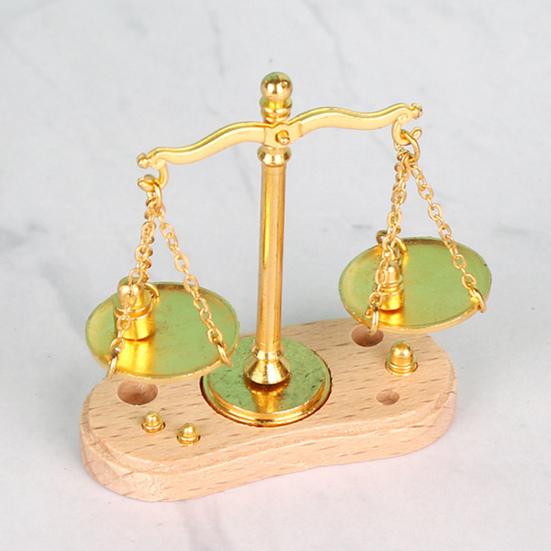 Mini Balance Scale 1:12 Scale Retro Miniature Justice Scale Model Collectible Realistic Vintage Balance Scales for Micro Scenes Cake Decor