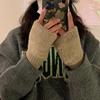 Soft Winter Half Finger Gloves Women Warm Solid Color Knitted Gloves Wrist Mittens