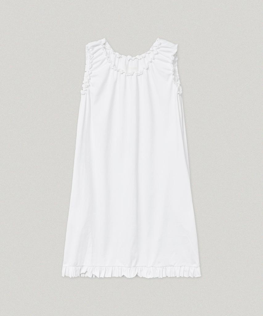 Reuni Amélie Shirred Cotton Dress - White