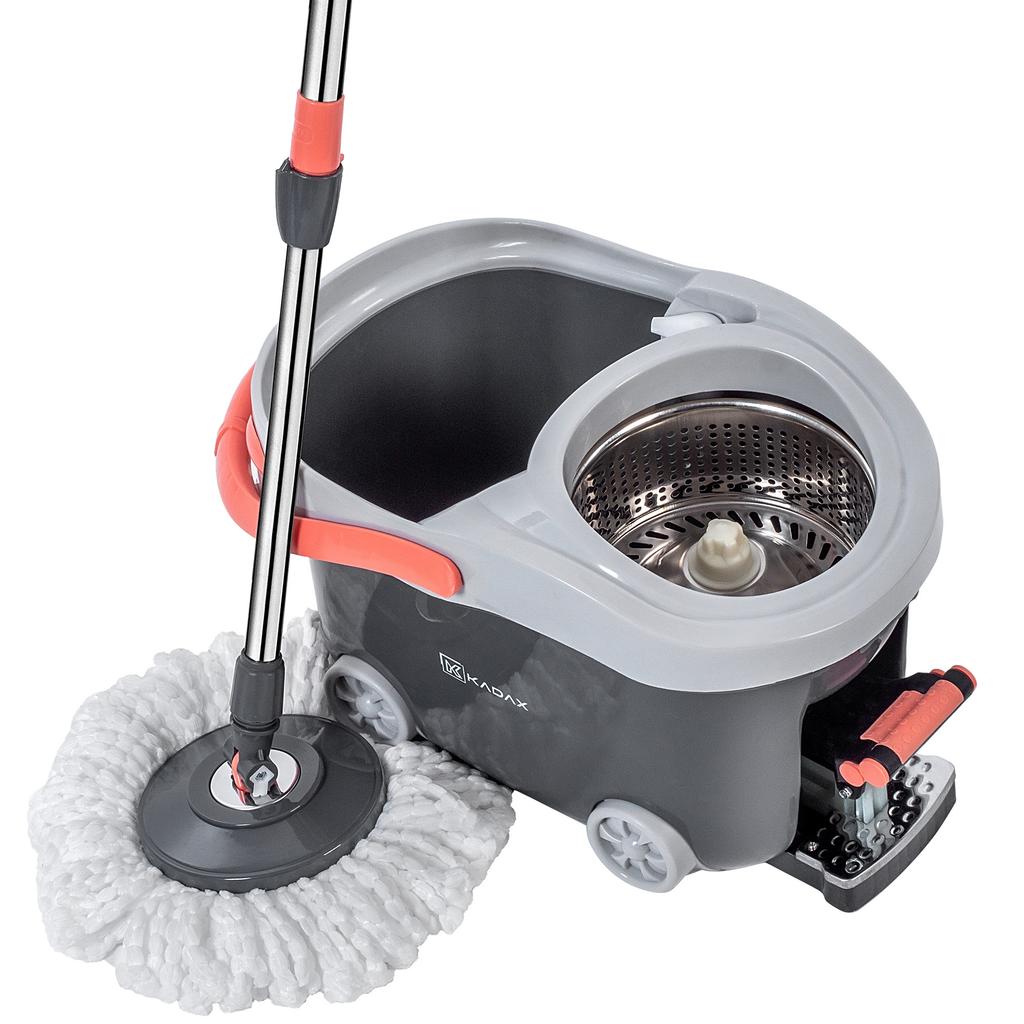 KADAX Spin Mop with Bucket on Wheels 128cm Grey