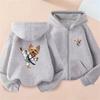 Yorkshire Terrier Martial Arts Print Zipper cardigan boy tops Children Coat Hoodies garment Girls Hoodie black autumn clothing
