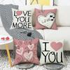 New Valentine's Day Pillow Case Pink Love Linen Print Couple Home Living Room Sofa Cushion Pillow