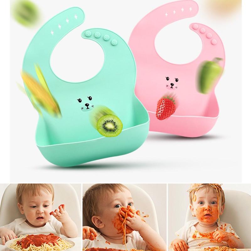 Cartoon Kids Silicone Baby Bibs Children/'s Waterproof Feeding Stuff Burp Cloth