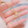 Elegant Ginkgo Leaf Necklace: Zirconia Fan Pendant On Titanium Steel Clavicle Chain - Korean Inspired Design