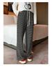 Women's High Waist Striped Terry Cloth Wide Leg Pants - Plus Size, Spring Slimming Draping, Style 63158