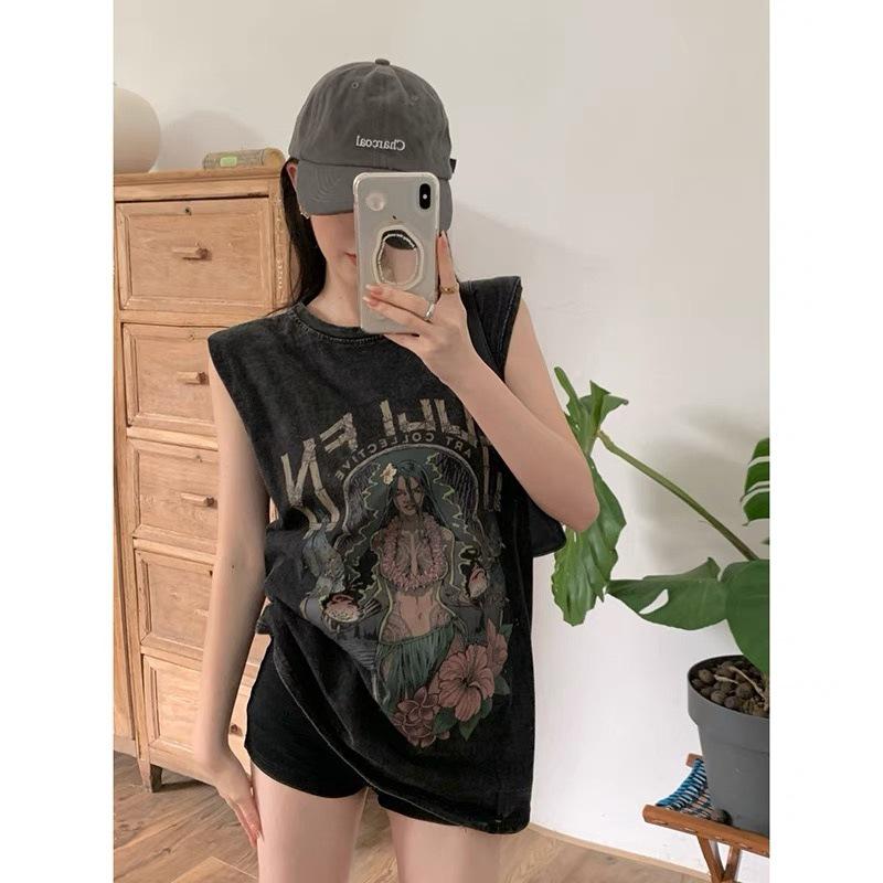 

Трендовый женский ретро свободный топ-майка без рукавов 2025 One Size