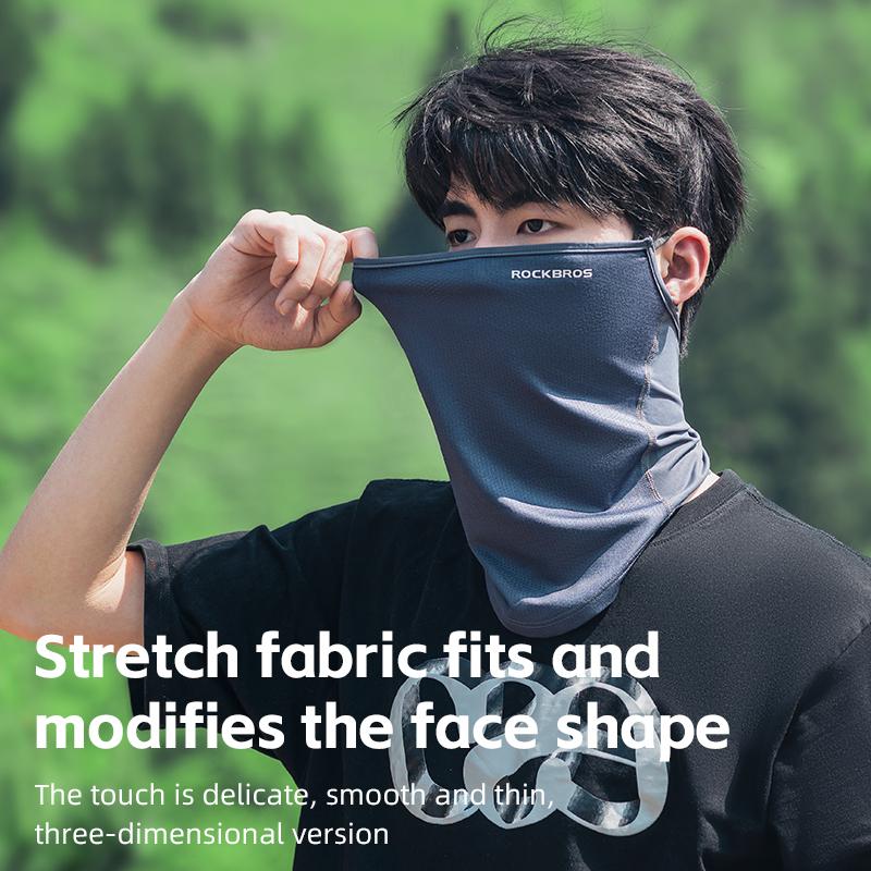 ROCKBROS Maschera Estiva in Seta Ghiacciata Protezione Solare Anti-UV Asciugatura Rapida Orecchie Regolabili Sciarpa Viso Traspirante Antipolvere Copricapo per Ciclismo
