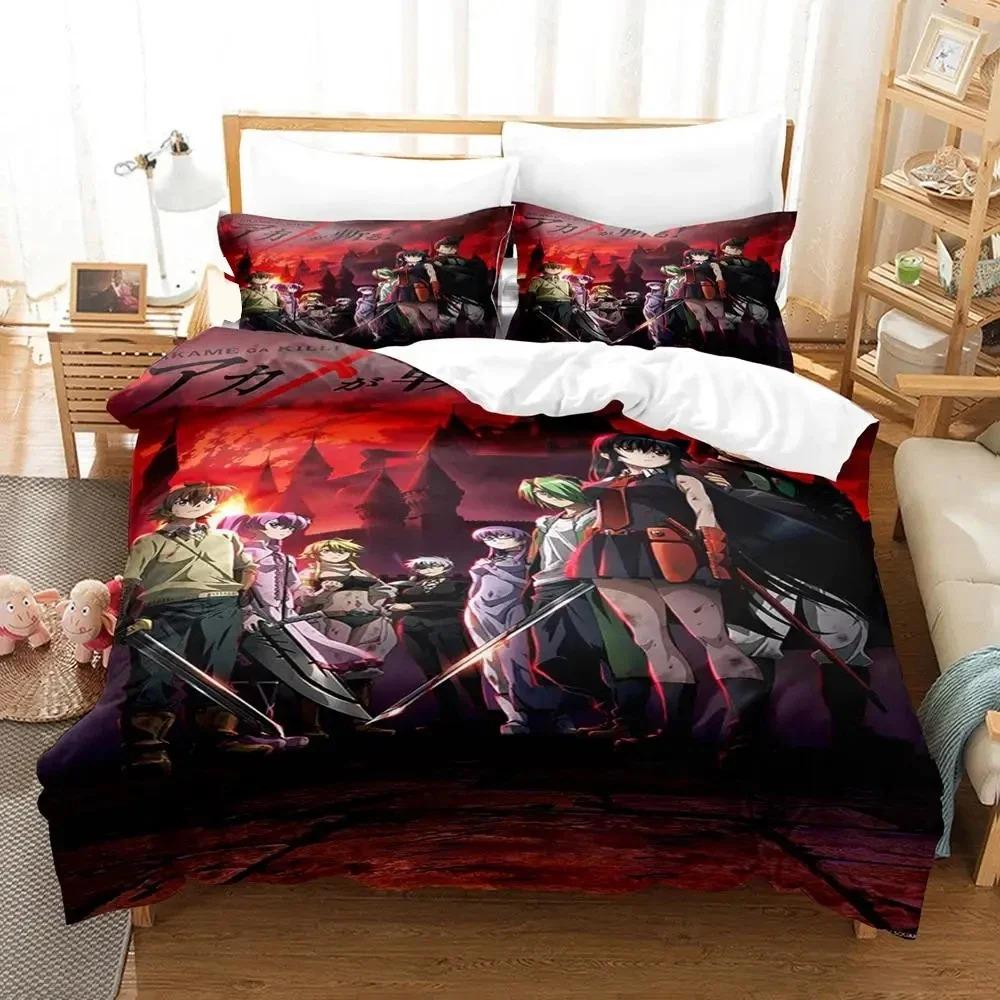 Anime Akame Ga KILL Bedding Set Duvet Cover Bed Set Quilt Cover Pillowcase Comforter King Queen Size Boys Adult Bedding Set
