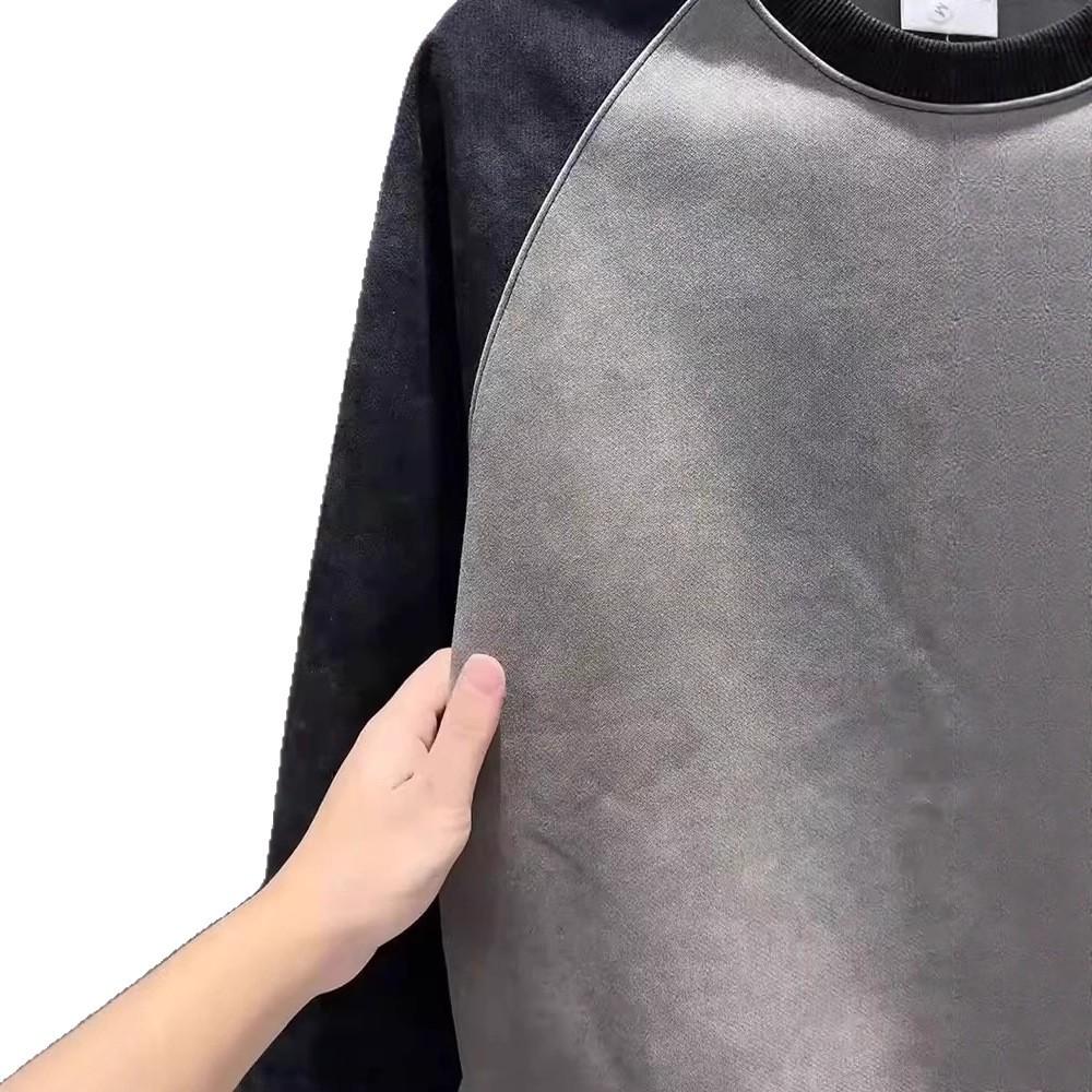 Fashion Tie-dye Splicing Versatile Top Light Luxury Korean Version Crew Neck Men's Sweater Contrasting Color Design Clothes