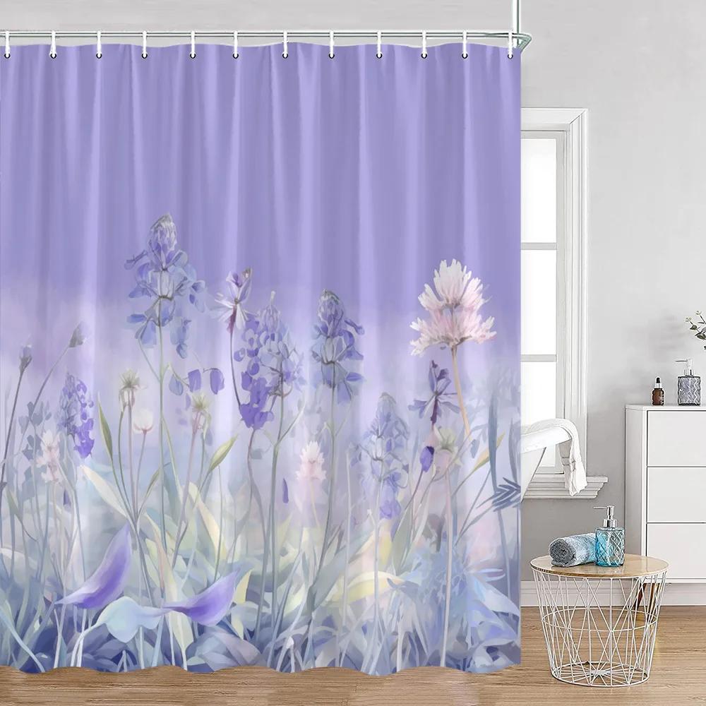 Watercolor Flowers Floral Shower Curtains Butterfly Greenery Plants Nature Home Decor for Bathroom Polyester Fabric Bath Curtain