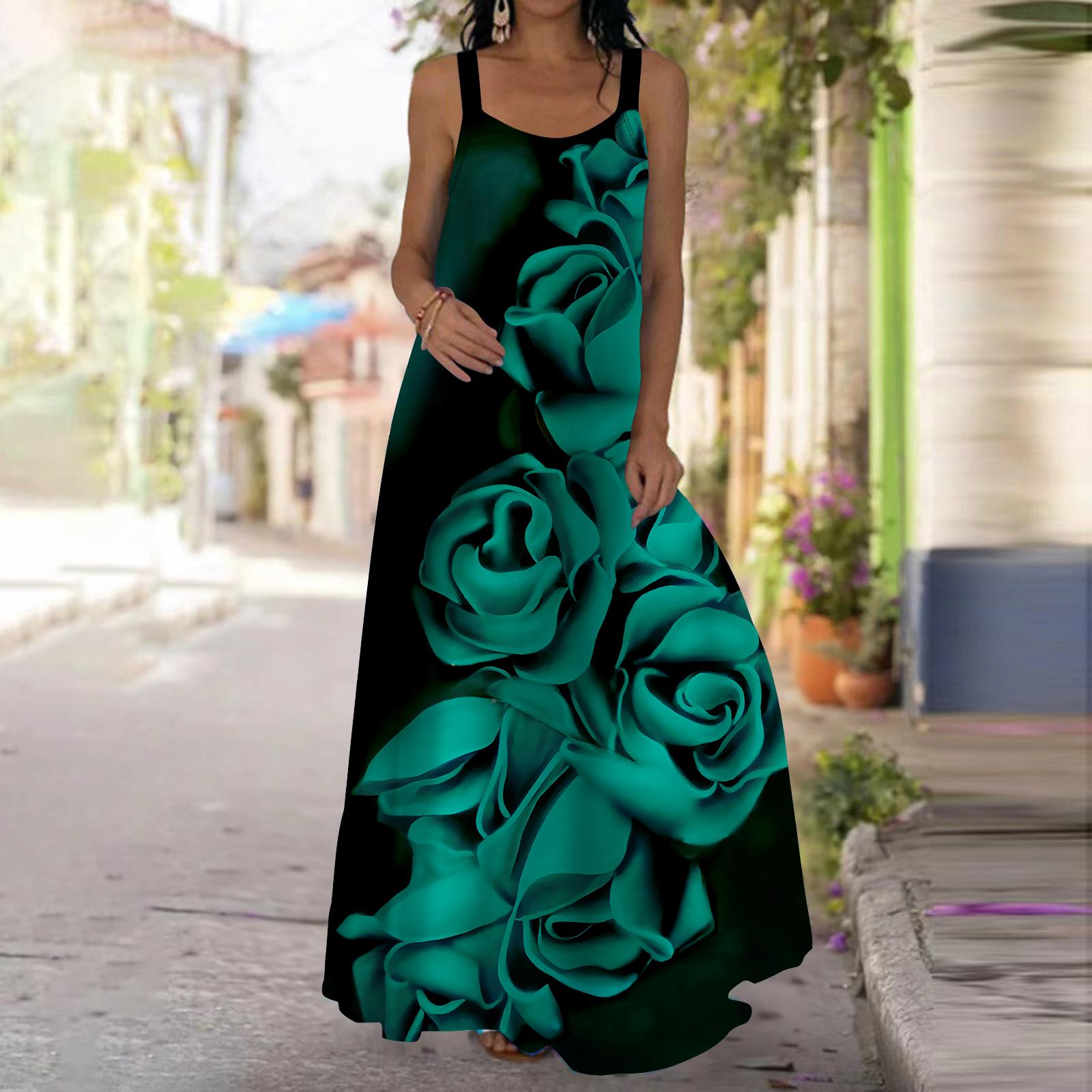 

Женское платье-комбинация Длинное платье макси Белое платье с принтом семян дыни Весна и лето Для отдыха и отпуска