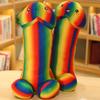 Großer Regenbogen-Trick-Penis-Plüsch, weiche Simulation, Jungen-Schwanz, Plüschtier, echtes Penis-Kissen, sexy Umarmungskissen, Geschenk für die Freundin
