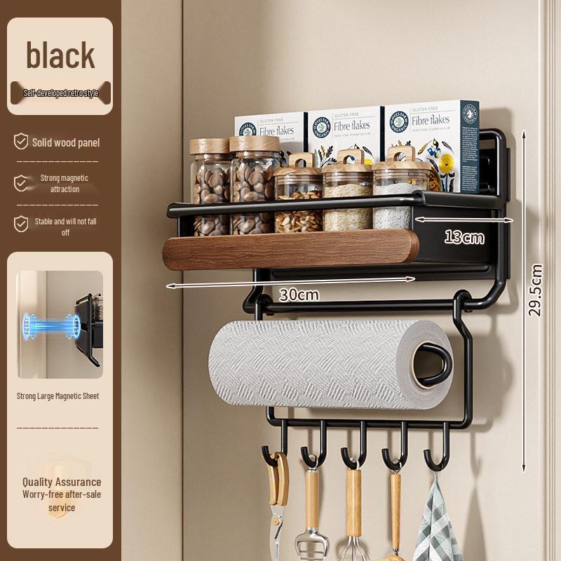 Dual-Layer Magnetic Kitchen Shelf for Refrigerator - Punch-Free Spice Rack Organizer