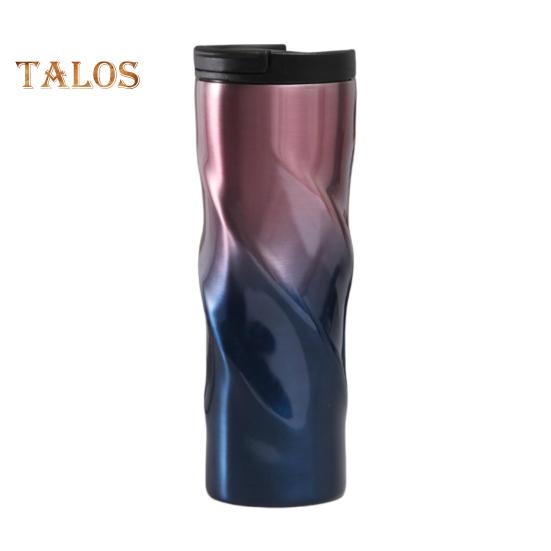 

500 мл термокружка из нержавеющей стали с крышкой, термокружка со спиральным дизайном, для горячих напитков, для дома, офиса, путешествий на открытом воздухе 500ML фиолетовый/синий