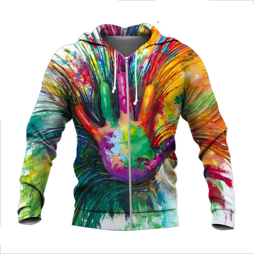 New Autumn and Winter Men's Halloween Skull 3D Printing Hooded Zipper Hoodie Men's Sweatshirt 3D Harajuku Hoodie