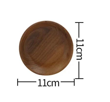 Walnut Plate Solid Wood Round Wooden Dessert Black Fruit Cake Steak Cheese Dishes Plates Trays Manual polishing