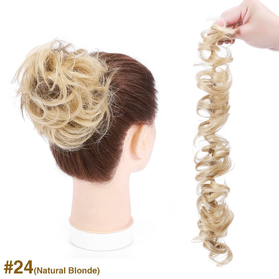 100% Real Human Hair Curly Donut Chignon Ring Elastic Band Bun Hairpiece