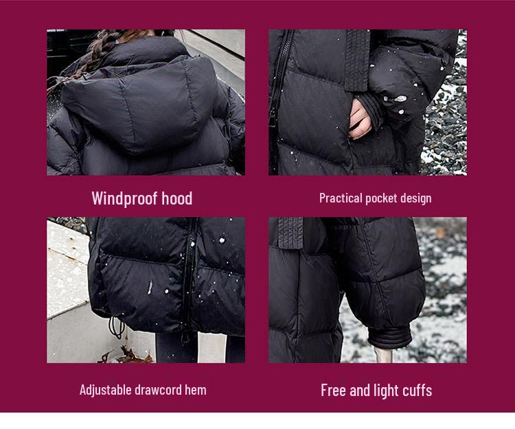 2025 Girls' Winter Fashion: Mid-Length White Duck Down Jacket, Thickened for Big Girls